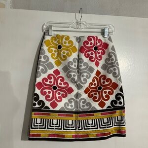 Harold's Red and Gold Embellished Pencil Skirt
